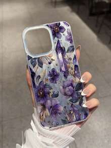 Shiny Purple Crystal Flower Pattern Phone Case Compatible With Iphone 16 Pro Max, 14/13, 12, 11 Pro Max, XS Max, X, XR, 8, 7, Plus, 15, 13 Pro Max, 16, 14 Plus, 11, Can Be Used As Birthday Gift, Girlfriend, Boyfriend Or Self-Use - Multicolor - View 5