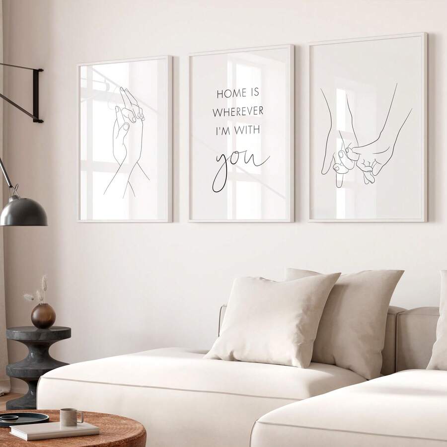 3 Stücke/Set, Leinwandkunst, gerahmte Wanddekoration, Paar-Zimmer Dekoration, Akzent für Schlafzimmer-Kopfteil, Linienkunst, romantische Wandgalerie, Wandkunst für Neuvermahlte Wohnzimmer, Valentinstag Dekoration, Hochzeitsdekoration, Zimmer Dekoration, Schlafzimmer Dekoration, Wohnzimmer Dekoration