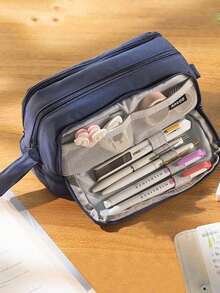 Estojo de lápis grande e multifuncional para estudantes, estojo portátil para canetas, caixa organizadora, presente para material escolar e de escritório, estojo de viagem, presente de volta às aulas para meninos e meninas, presente para mães, especial de Halloween, estilo universitário infantil - Multicolorido - Ver 8