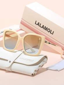 LALAMOLI LALAMOLI quadratische Oversized Vollrand Modebrillen mit dekorativen Bügeln, Outdoor Strand Urlaubsgeschenk