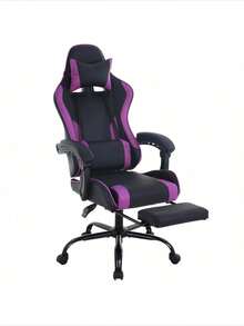 Ergonomic Racing Style Gaming Chair | Computer Desk Chair With Adjustable Lumbar Support | Breathable, Reclinable Design For Long Gaming/Work Hours - Purple - View 2