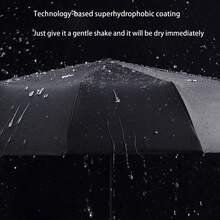 Fully Automatic Folding Umbrella For Men And Women, Suitable For Students. Stylish Large-Sized, Compact, Rain And Sun Protection, Extra Large, Reinforced, Thickened, Super Large Umbrella - 黑色 - 查看 6