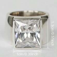 1 件简约宽带戒指，镶嵌闪亮锆石，椭圆形、方形或心形，周年纪念礼物，耐用的日常珠宝，适合派对和庆祝活动 - 戒指 - 查看 8