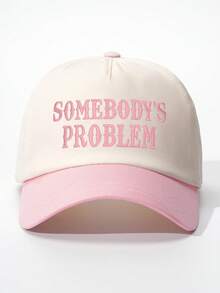 1 件女士刺绣“SOMEBODY'S”拼色棒球帽，可调节户外防晒休闲帽，适合春秋季旅行、海滩度假，也适合年轻男士 - 棒球帽 - 查看 30
