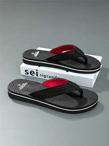 Men's Summer New Casual Thong Sandals, Versatile, Thick Sole, Comfortable, Breathable, Durable, Outdoor Beach Flip Flops