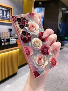 1 件奢华花卉相机保护手机壳，适用于三星/Galaxy/Infinix/Redmi/OPPO/VIVO/Realme Android 型号 - 粉色 - 查看 3