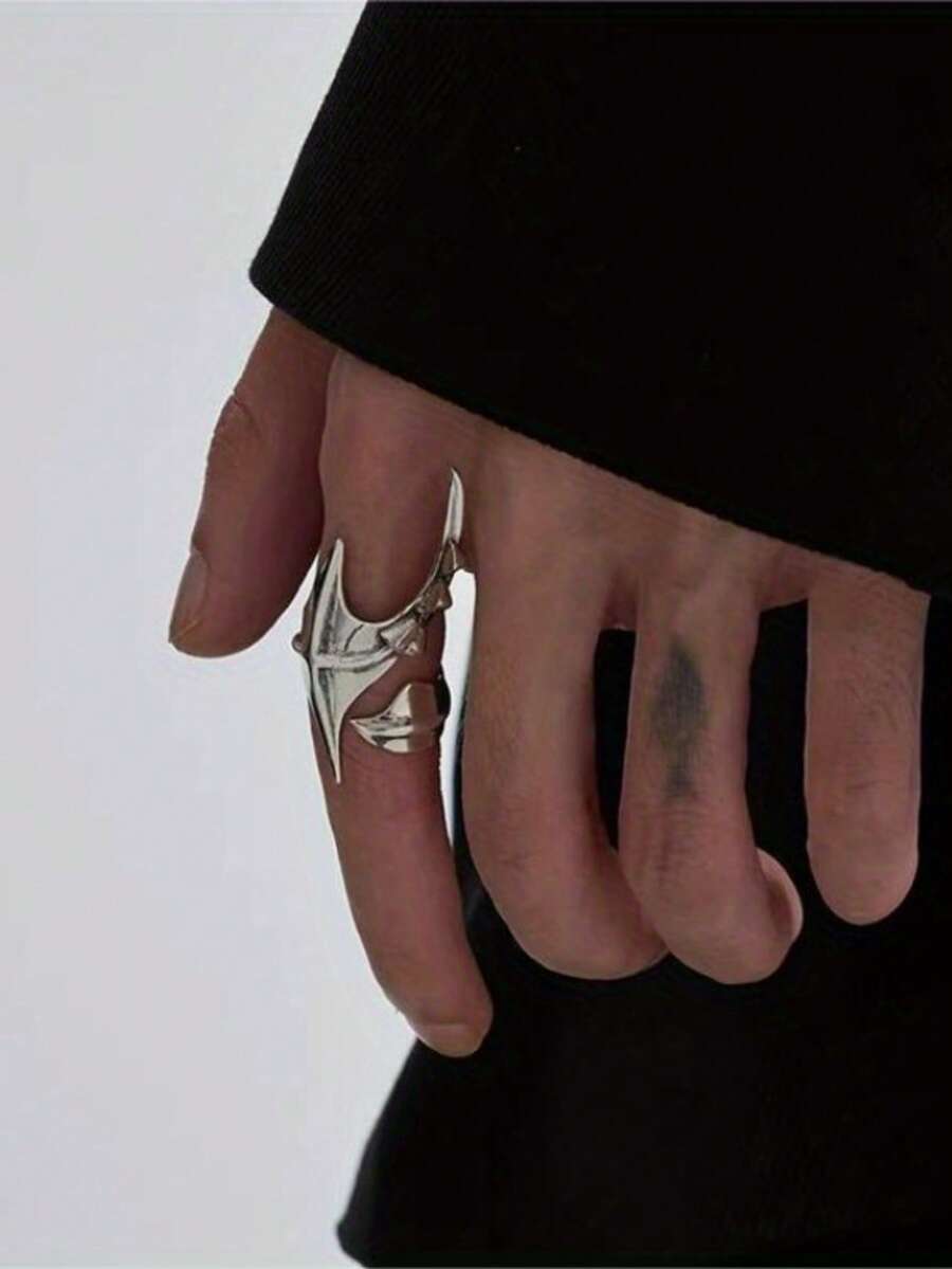 1PC Personalized Asymmetrical Hyperbole Cyber Punk Gothic Hip Hop Punk Alien Ring Alloy Finger Rings Jewelry Costume Accessories