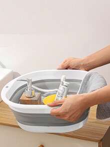 1个便携式折叠足浴盆，塑料足浴盆，可折叠足部理疗盆，节省空间的收纳容器，可折叠硅胶盆，可折叠洗脚盆，泡脚桶，家用旅行洗脚盆，可折叠按摩足浴盆，足部护理工具，居家必备，返校季好物