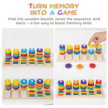 蒙特梭利玩具，适合 3 岁以上男孩女孩生日礼物，适合幼儿儿童婴儿的木制感官玩具，复活节篮子填充玩具，幼儿学习玩具活动拼图 - 彩色 - 查看 9