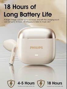 Philips New Bluetooth 5.0 Wireless Earbuds, TAT1420, High-Fidelity Sound Quality, Semi-In-Ear Design, Noise Cancellation, Suitable For Gaming, Sports, Smartphones, Computers, Tablets - White - View 6