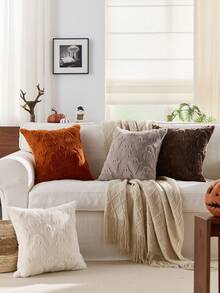 1 Stück Kamel Halloween Geist dekorativer Kissenbezug, Vorderseite Jacquard Kaninchenhaar Geist, Rückseite Niederländischer Samt, quadratischer Kissenbezug, Feiertags-Heimdekoration, weicher Samtbezug, moderne Dekoration für Sofa, Zuhause & Schlafzimmer