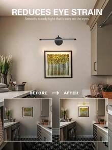 1 件现代 LED 台灯壁灯带 USB 充电，3 色照明绘画灯，360° 可调节灯臂和遥控器，适合家庭办公室、卧室、宿舍 - 阅读和环境照明的理想礼物 - 金色/黑色（1800mAh） - 黑色 - 查看 6