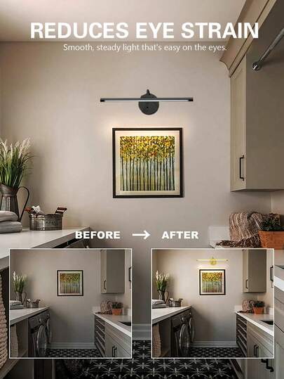 1pc Moderne LED Bureau Lamp Wand USB Charging, Lighting Painting Lamp,360° Adjustable Arm Remote Control, Ideal Home Office, Bedroom, Dorm Reading Ambient Golden/Black (1800mAh) view 6