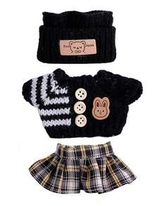 1/2 Set Fashion Doll Clothes, Suitable For 6.69 Inch Dolls (Doll Not Included), Hand-Knitted Outfit Including Bucket Hat, Sweater And Pants Or Skirt, DIY Fashionable And Fun Accessories, Cute Doll Accessories For Play And Display, Great For Birthday, Anniversary And Holiday Gifts (Shoes And Doll Not Included) - Multicolor - View 13