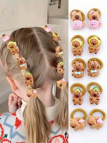 10/20PCS Children's Kapibala Small Rubber Band Girl's Hair Accessory Thumb Loop Hair Rope Does Not Hurt The Hair High Elastic Hair Rope - Multicolor - View 2