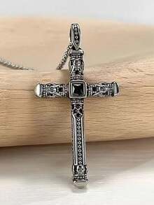 1pc Cross Pendant Necklace, Fashionable Minimalist Versatile Hip-Hop Necklace, Suitable As Jewelry Gift For Anniversary, Christmas, Birthday, Valentine's Day, Thanksgiving