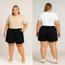 Shorts Plus Size Duna Cós Elástico Primavera Verão G ao G2 Envio Imediato - Visão 4