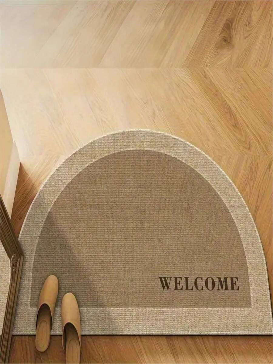 1 pièce Paillasson d'entrée semi-circulaire de couleur claire, style minimaliste lavable. Tapis d'entrée intérieur - Convient pour le salon, la chambre, le couloir, la décoration de la salle de séjour, la décoration de Noël, le tapis de cuisine