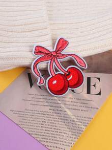 12pcs Red Letter Bow Cherry Embroidered Patches, DIY Iron-On Sewing Applique For Clothing, Shoes, Bags, Accessories - Multicolor - View 6