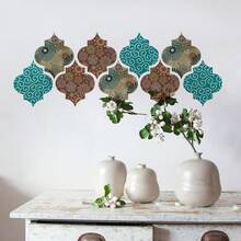 SURELIFE 1pc Islamic Muslim Mosaic Retro Art Mural Wallpaper Cabinets Wardrobe Door Bedroom Living Room Home Decor Waterproof Peel And Stick Wall Paper Wall Stickers Wall Decor Room Decor Wallpaper Peel And Stick