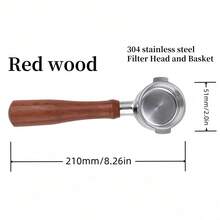 Porte-filtre sans fond de 51 mm à 2 oreilles pour Delonghi EC200 EC221 ECO310 EC330 EC152, accessoires de remplacement de panier-filtre pour machine à café/expresso en acier inoxydable avec poignée en bois/ABS