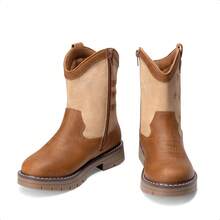 Kids Western Cowboy Boots - Mid Calf Riding Boots With Side Zipper For Boys & Girls (Toddler/Little Kid/Big Kid) - 摩卡棕 - 查看 6
