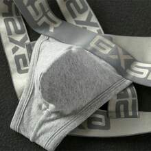 New Men's A-Line Underwear Pure Cotton Sexy Classic Design Cross Double Thong Back Hollow Low Waist Briefs - Black - View 5