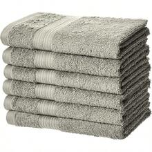 Toallas anti-decoloración 6 piezas 100% algodón, suaves y absorbentes, color gris - Carmesí - Ver 12