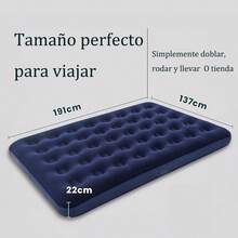 Colchón Inflable Matrimonial Con Bomba Aire Color Azul Hasta 300kg De 191cm X 137cm X 22cm Pvc Forrado Con Vellón, Portátil Exterior Genérica Camping - Morado - Ver 4