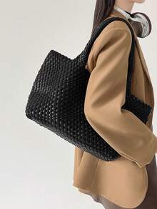 手工编织单肩腋下包女2025新款时尚百搭大容量托特包母子包