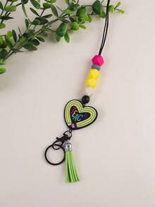 1pc Back To School Silicone Beaded Lanyard ID Badge Holder, Acrylic Tassel Charm Necklace Pendant Gift For Teachers, Students Halloween Car Accessories Bag Charm Cute Goth Y2k Bag Accessories Lanyards With Id Holder Car Accessories Bag Charms - Multicolor - View 19