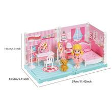 DIY Mini Haus Bau Miniatur Set mit Möbeln, kreatives Zimmer Mini Puppenhaus, kreatives Spielzeug Heim Dekoration einzigartiges Hobby Geschenk - Verschiedenfarbig - Übersicht 13
