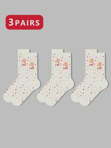 1/2/3 双女士十二生肖袜、白袜、黑袜、中筒袜、艺术袜、运动袜、时尚袜、女童袜、中筒袜、简约袜、休闲袜、适合日常穿着、秋季 - 彩色 - 查看 41