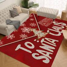 1/2pcs Christmas Floor Mat, Luxurious Red Background Embellished With White Snowflakes, Christmas Tree Pattern Kitchen Floor Mat, Happy Theme, Christmas Atmosphere Decoration, Very Suitable For Study, Kitchen, Bedroom, Home Decoration, Creating A Comfortable And Exquisite Joyful Atmosphere - Multicolor - View 12