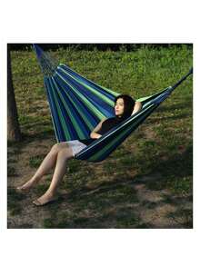 1 hamaca portátil para acampar en el jardín al aire libre con correas para árboles, hamaca duradera para una carga de 450 libras, viene con bolsa de viaje, ideal para patio, patio trasero y camping - Multicolor - Ver 2