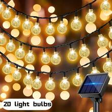 1 pieza Luces de cadena de cristal solares LED de 200/100/20, luces solares para exteriores, alimentadas por energía solar, 8 modos de iluminación, adecuadas para patio, balcón, jardín, valla, Navidad, decoración solar para el patio