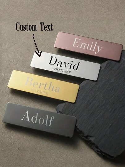 Personalized Metal Name Tags, Customized Engraved Name Badges, Employee Name Tags, Suitable For Office, Corporate, Hotel, Uniform
