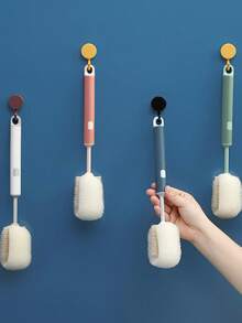 1pc Long Handle Cleaning Sponge Brush, Detachable Sponge For Cleaning Cups, Bottles,