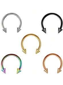 1/2pcs Stainless Steel Pierced Nose Ring,Fashion Personalized Simple Rivets, Women's Silver And Black Nose Rings, Nightclub Parties Jewelry, Birthday Gifts ﻿ - Multicolor - View 2