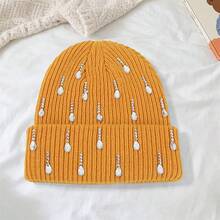 Knit Rhinestone Embellished Hat For Women, Winter Warm Beanies Cap For Outdoor Shopping, Dating, Ski - Màu vàng - Xem 5