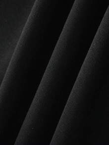 卡通图案袋鼠口袋抽绳连帽衫，长袖上衣 - 黑色 - 查看 3