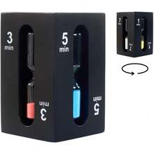 COSHANO Reloj de Arena 4 en 1 con Temporizador 1-3 - 5-7 Minutos, ideal para la gestión del Tiempo y decoración - Negro - Ver 1