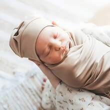 4 Pcs Baby Girl Bath Towel Swaddle Blanket And Hat/Headband/Monthly Card Set Newborn Swaddle Blanket Baby Wrap Blanket For Baby Boys And Girls Essential Set Newborn Gift - Cổ điển - Xem 4