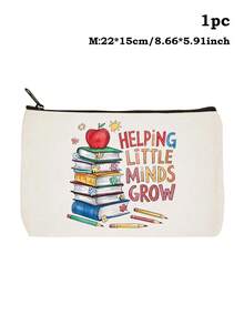 Lehrergescenke, "Beste Lehrerin aller Zeiten" Make-up Tasche - Kosmetiktasche für Frauen, Reiseaccessoires & Schultasche, leichte Reißverschlusstasche für Make-up Aufbewahrung, Federmäppchen, weiße Tasche Organizer, Geschenktasche für den Schulanfang, Lehrertags Geschenkideen