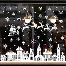 9 coli de autocolante de Crăciun pentru fereastră, autocolante albe pentru fereastră, ren, fulg de zăpadă, Moș Crăciun, brad de Crăciun, om de zăpadă, autocolante de Crăciun pentru decorațiuni de sărbători, decor pentru casă, consumabile pentru petreceri