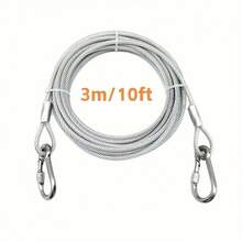 2mm Diameter Reflective & Anti-Rust Steel Wire Dog Leash, Suitable For Medium To Large Dogs, Available Lengths: 3.0m/4.6m/9.0m/15.0m