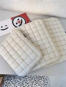 1 Stück koreanischer Ins-Stil Tablet-Aufbewahrungstasche, süßes kariertes Wolkenmuster, weiß, große Kapazität, leicht mitzunehmen, Herbst-Uni-Essentials, Laptoptasche für Frauen, MacBook-Hülle, Laptophülle, Rückkehr zur Schule, Laptoptasche, Laptophülle für Reisen, wasserdicht, tragbar für Männer Laptoptaschen