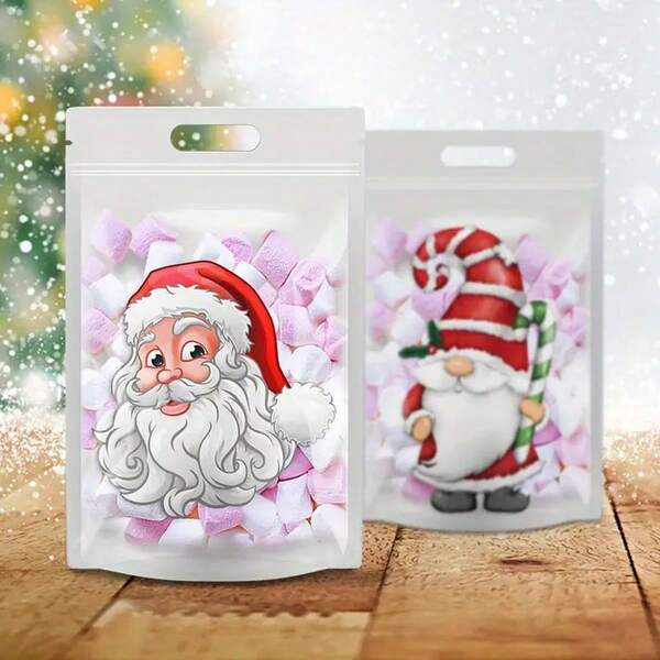 8 PIEZAS, Bolsas de regalo navideñas con asas - Diseño de Papá Noel y muñeco de nieve, de plástico, perfectas para fiestas navideñas y envoltura de dulces, Bolsas de regalo navideñas | Tema de Papá Noel | Bolsas de plástico, Bolsas de regalo navideñas Navidad Decoraciones navideñas Pijamas navideños Regalos de Navidad Decoración navideña