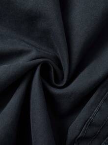 Plus-Size Men's Solid-Color Pure Cotton Fashionable Casual Campus College Style American High Street Outdoor Mountain Tactical Style Workwear Shorts - 藏蓝色 - 查看 7