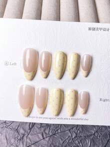 10 chiếc móng tay giả đính hạt cườm màu vàng nhạt tươi mát mùa hè, kiểu Pháp, họa tiết chuyển màu gradient, thích hợp cho phụ nữ và bé gái, thanh lịch, tươi mới, dễ thương, hình hạnh nhân phong cách Y2K, thích hợp sử dụng hàng ngày, dự tiệc, đi học. - Nhiều màu - Xem 11
